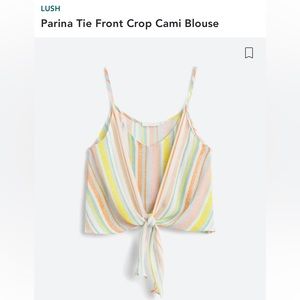 Lush Parina Tie Front Crop Cami Blouse